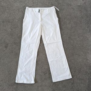 Vivezza Women's Linen Blend Cream Pants, Size EU 38, Casual Summer Trousers